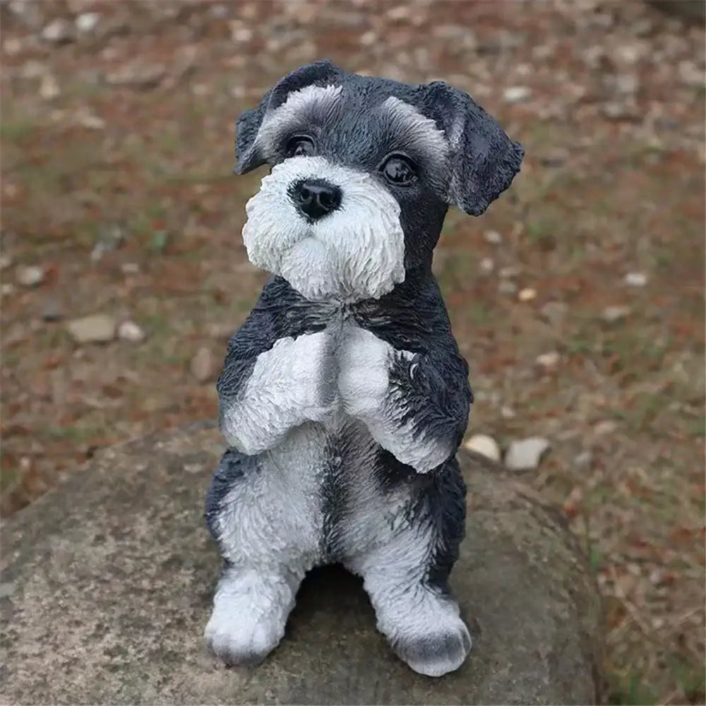 Black White Resin Dog Sculpture