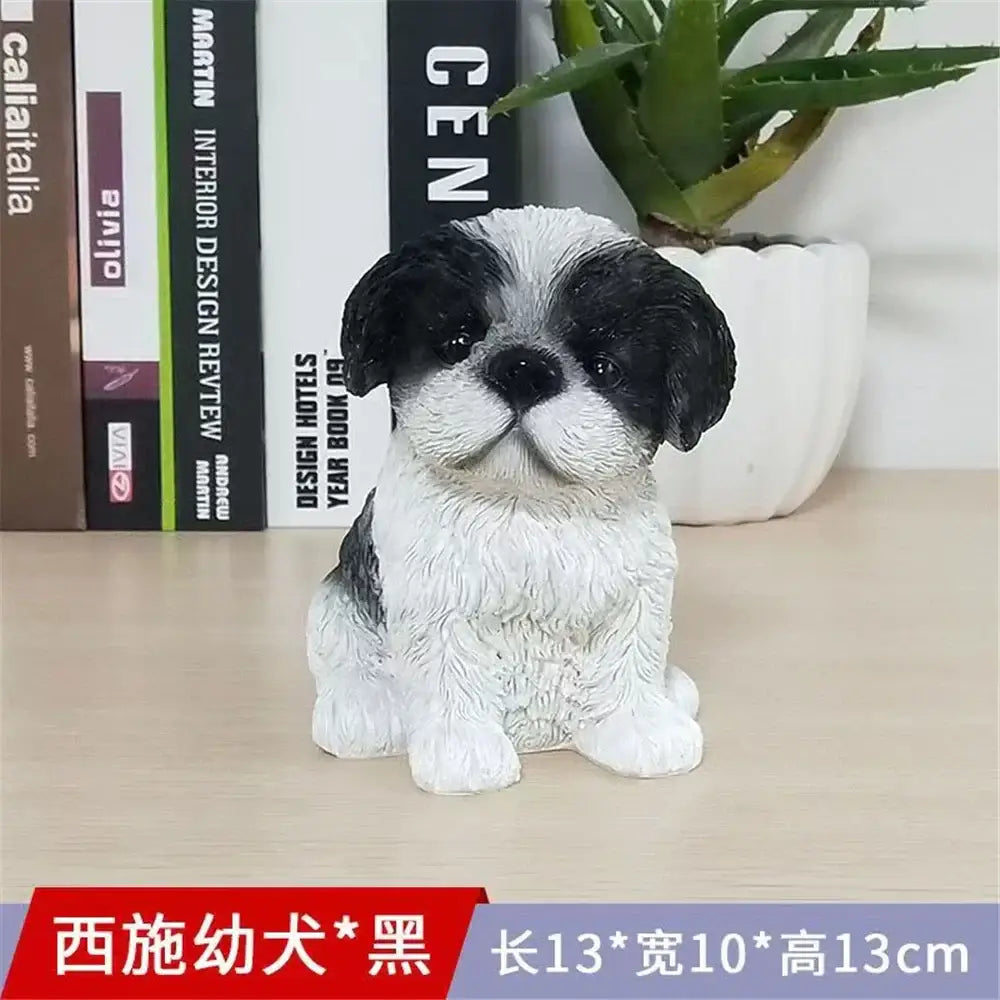 Black White Resin Dog Sculpture