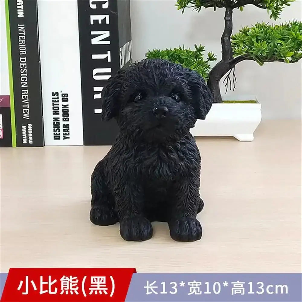 Black White Resin Dog Sculpture