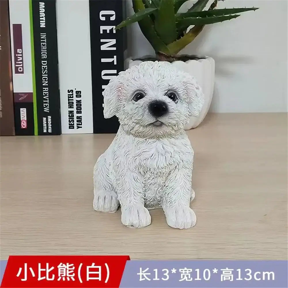 Black White Resin Dog Sculpture