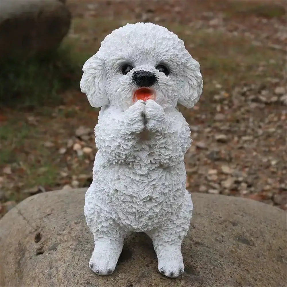 Black White Resin Dog Sculpture
