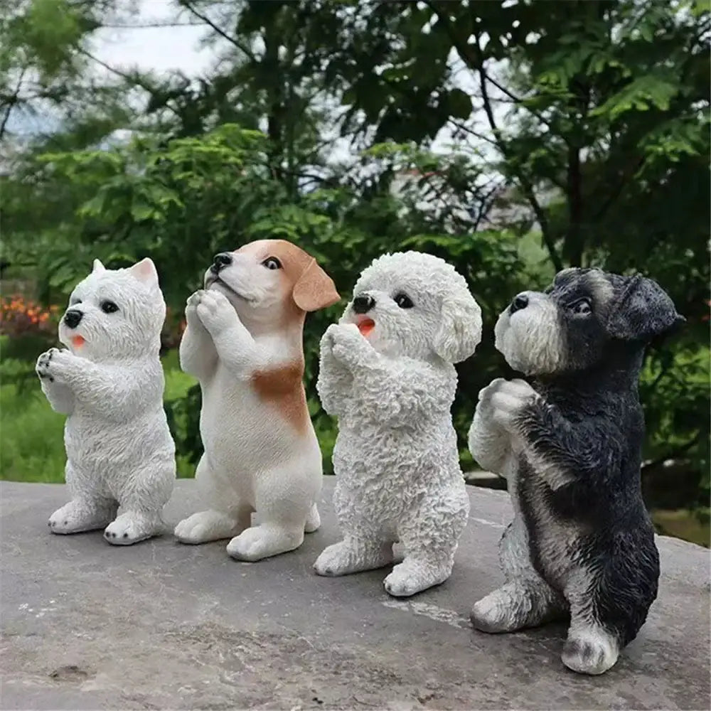 Black White Resin Dog Sculpture