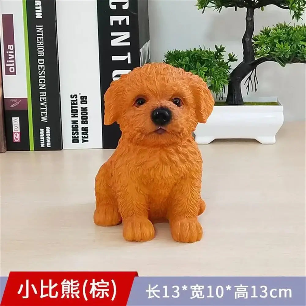 Black White Resin Dog Sculpture