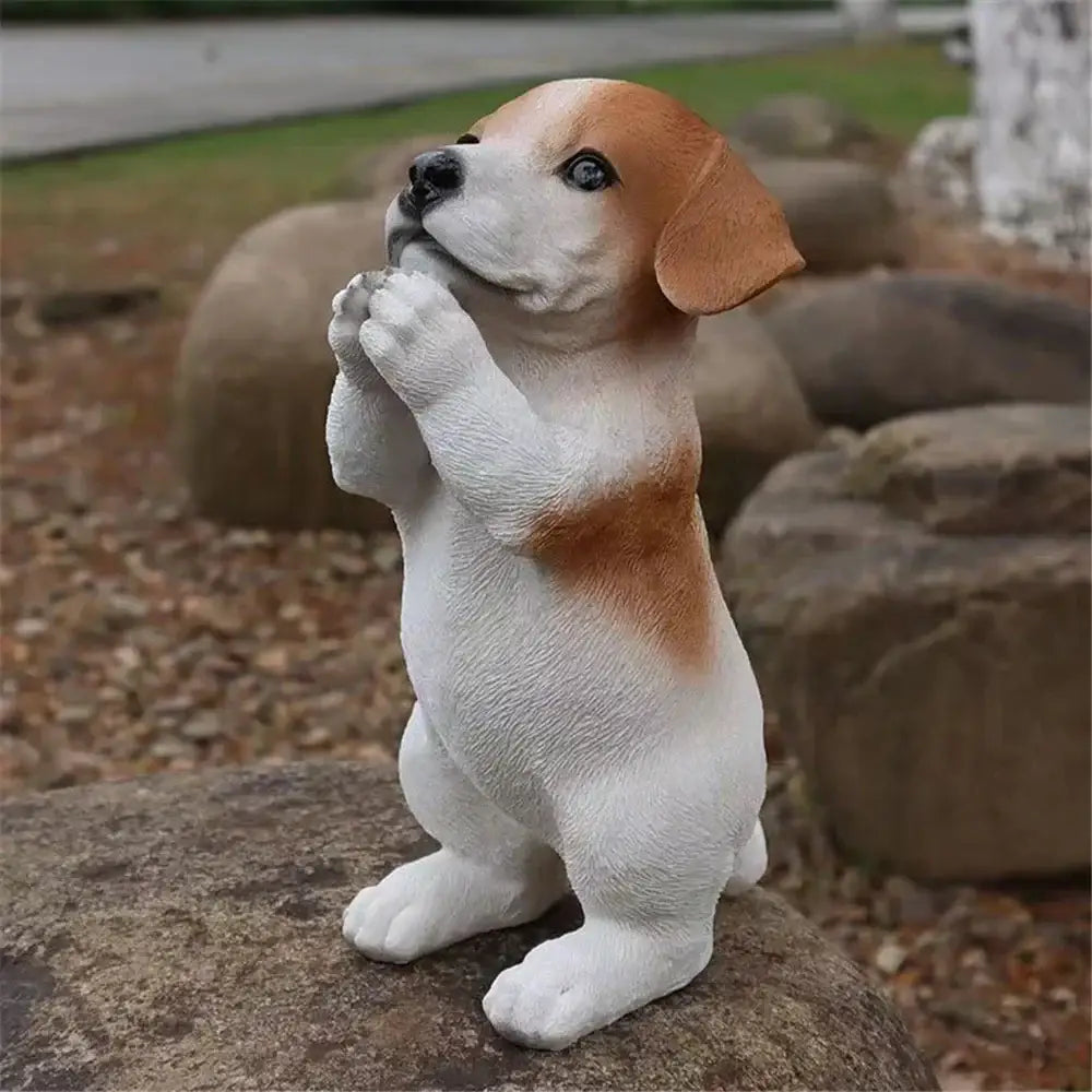 Black White Resin Dog Sculpture