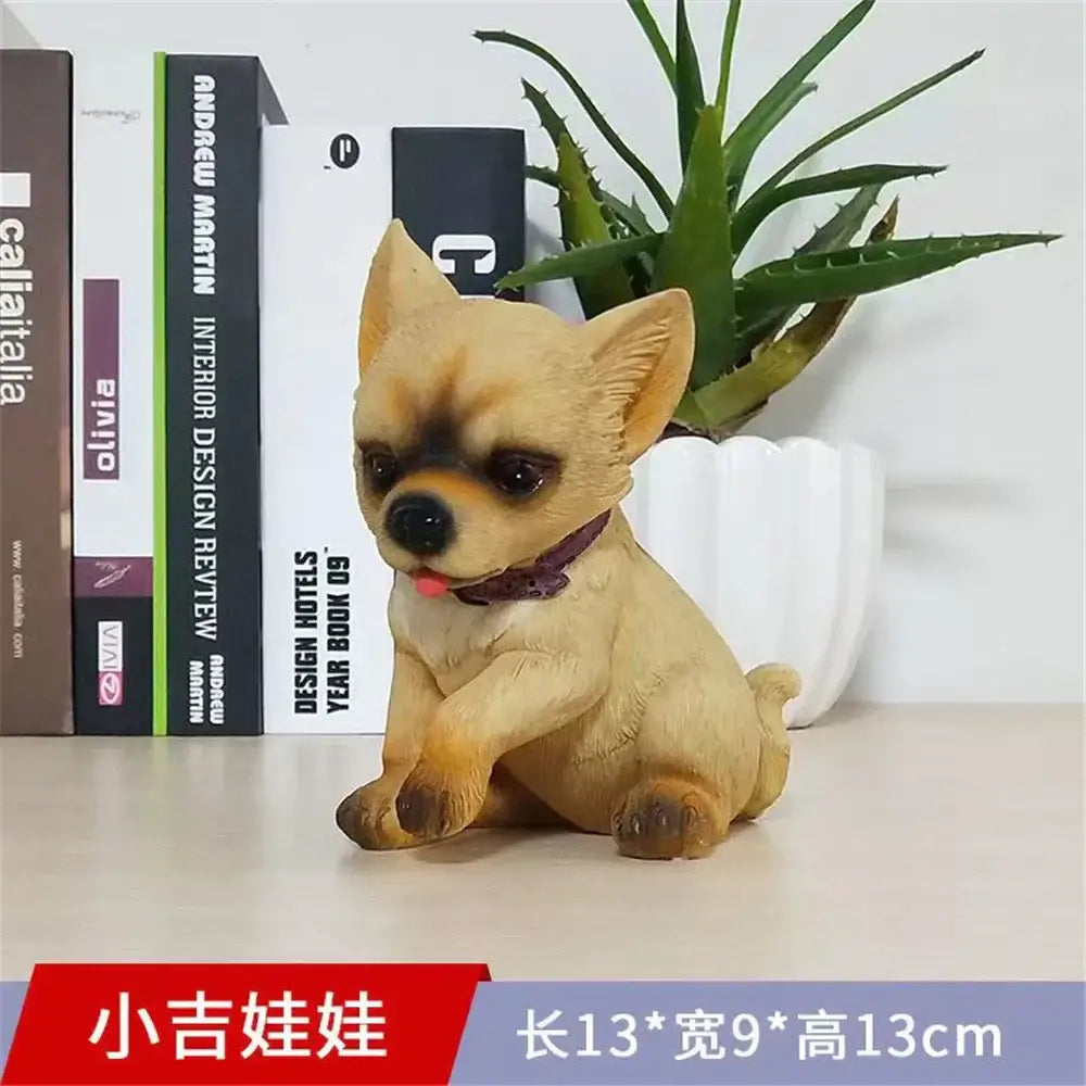 Black White Resin Dog Sculpture