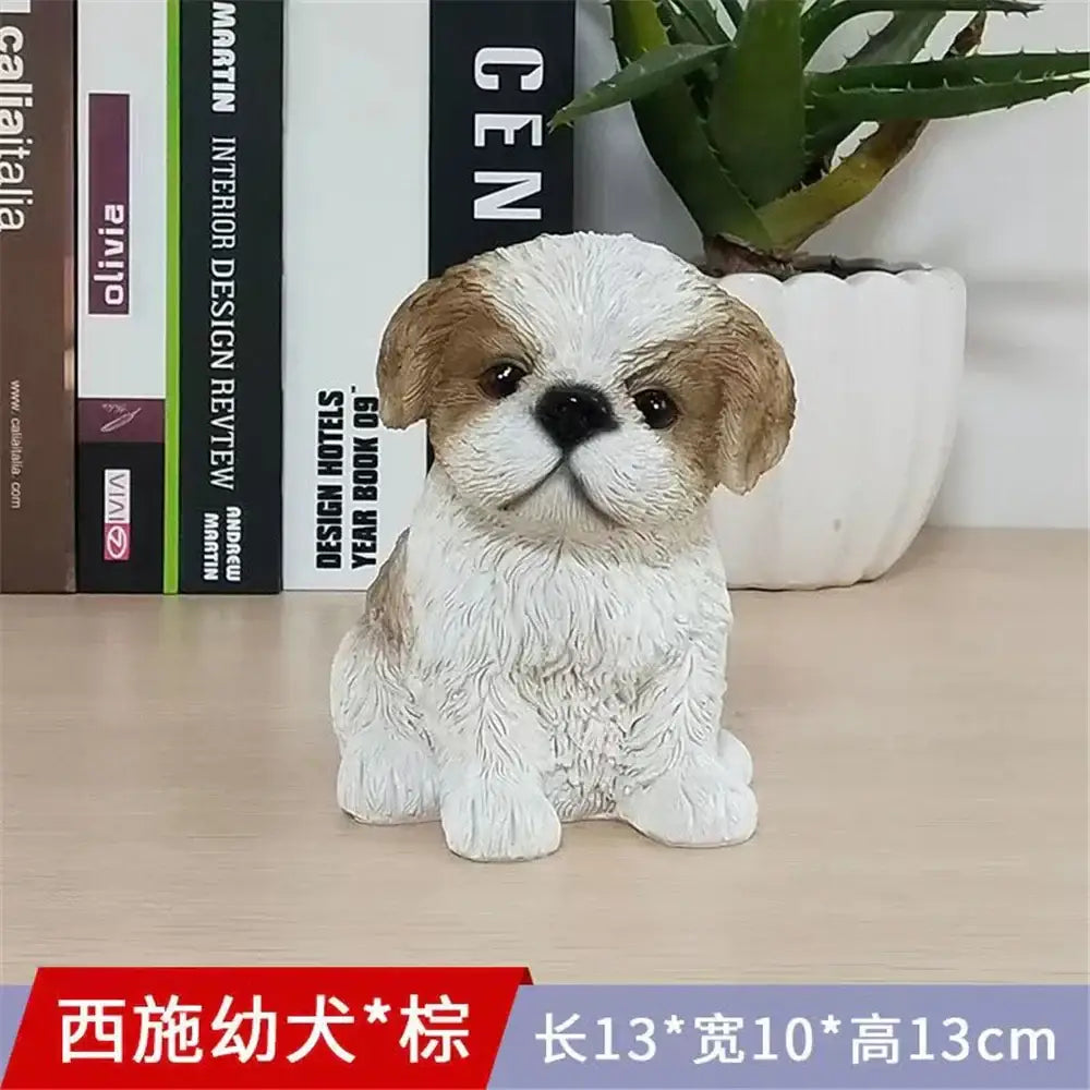 Black White Resin Dog Sculpture