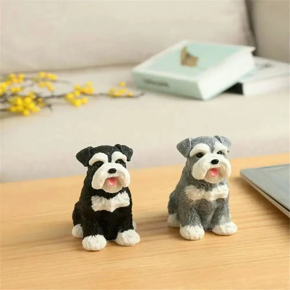 Black White Resin Dog Sculpture