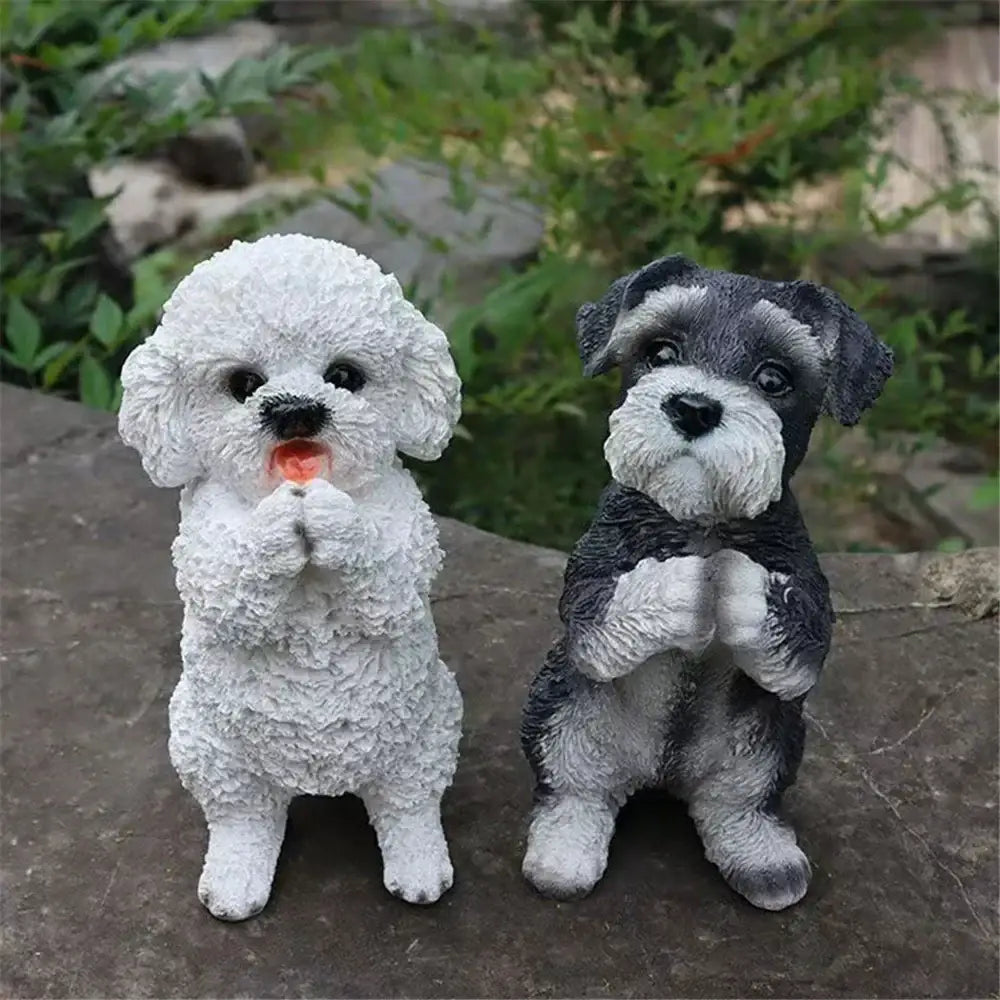 Black White Resin Dog Sculpture