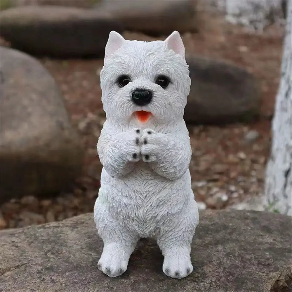 Black White Resin Dog Sculpture