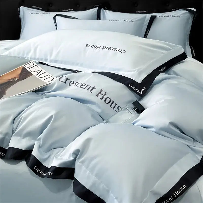 Blue Ice Silk Duvet Set