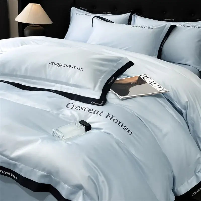 Blue Ice Silk Duvet Set