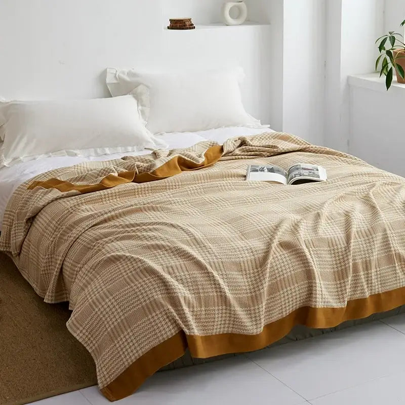 Blue Leaf Cotton Gauze Throw