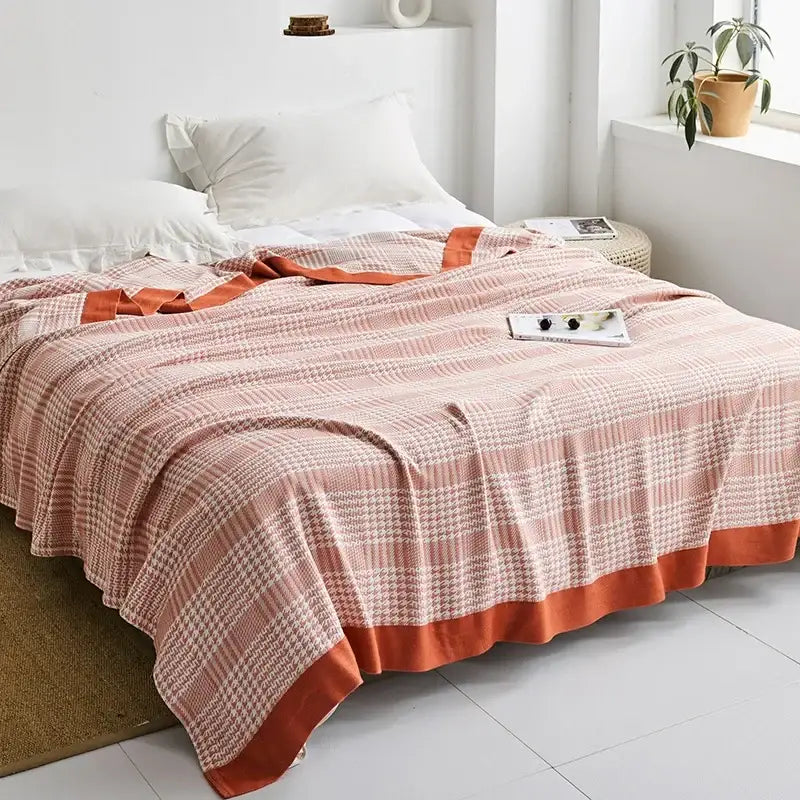 Blue Leaf Cotton Gauze Throw