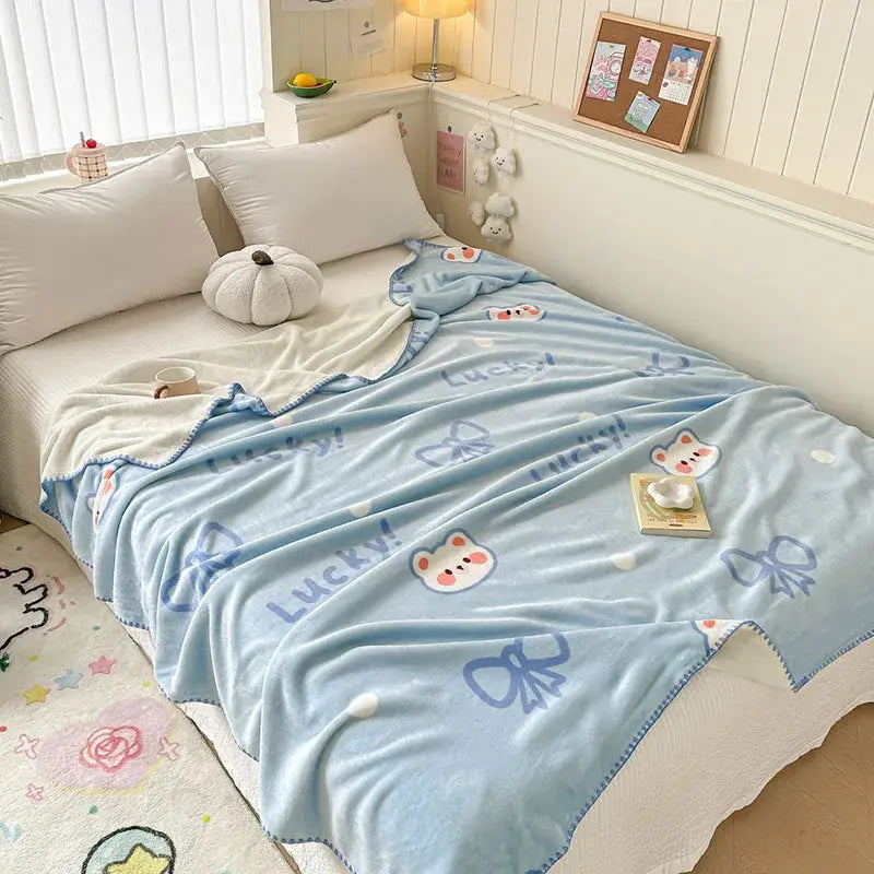 Bear Pattern Milk Velvet Blanket
