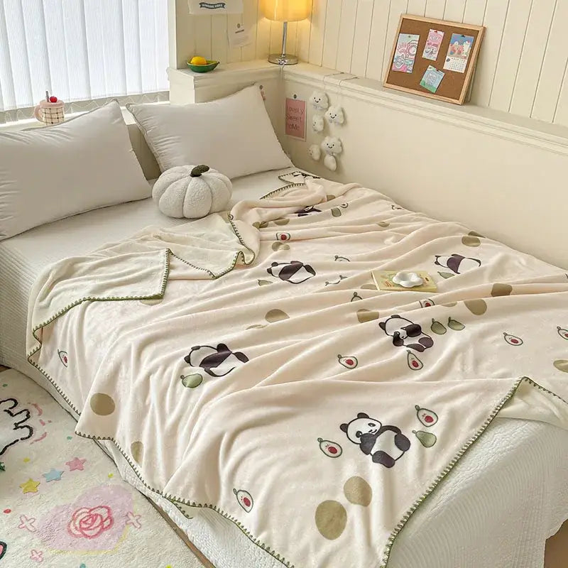 Bear Pattern Milk Velvet Blanket
