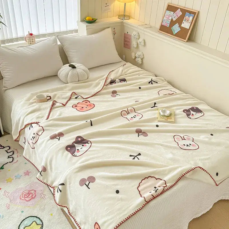 Bear Pattern Milk Velvet Blanket