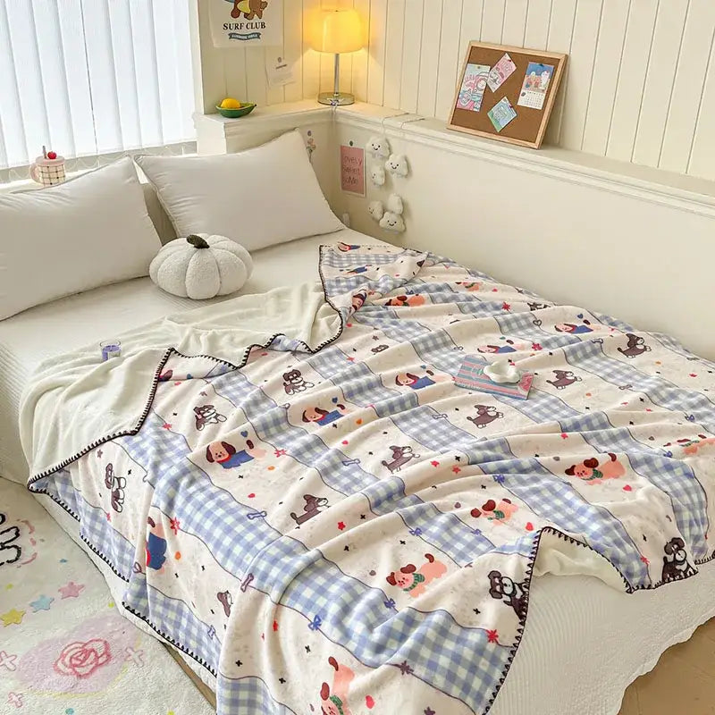 Bear Pattern Milk Velvet Blanket