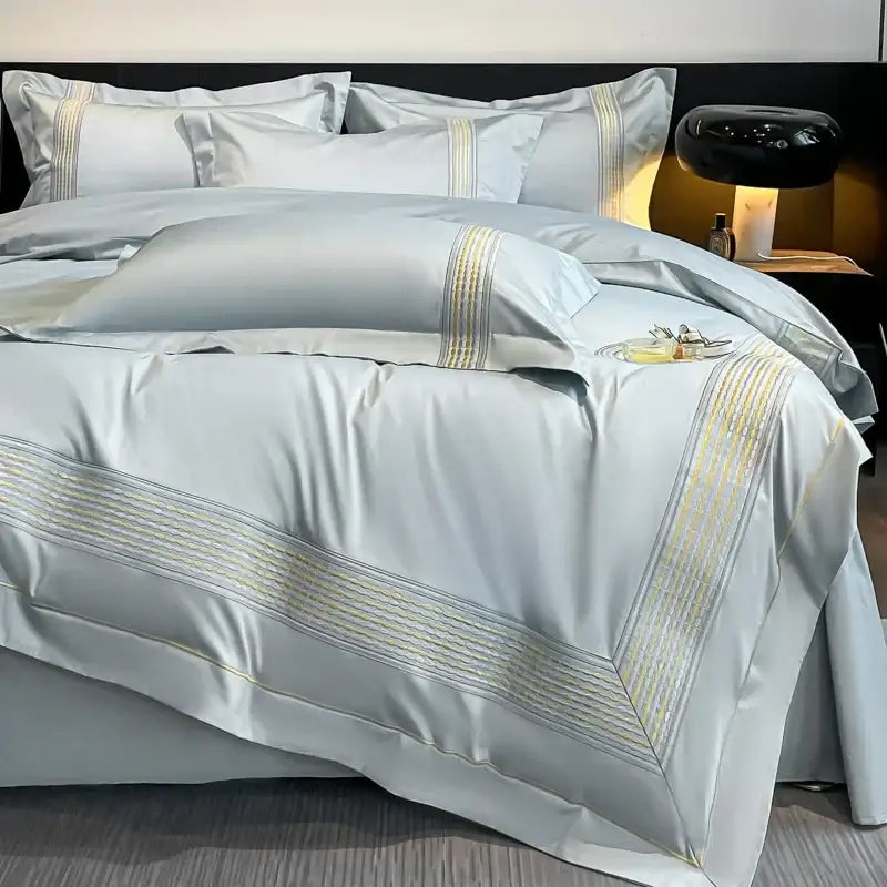 Blue Cotton Embroidered Duvet