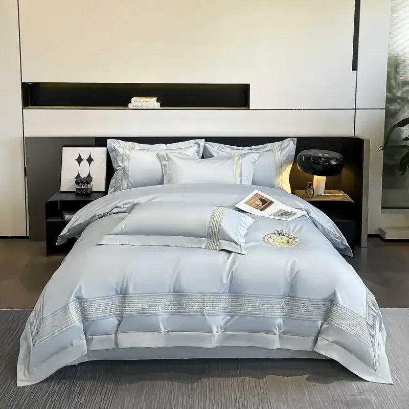 Blue Cotton Embroidered Duvet