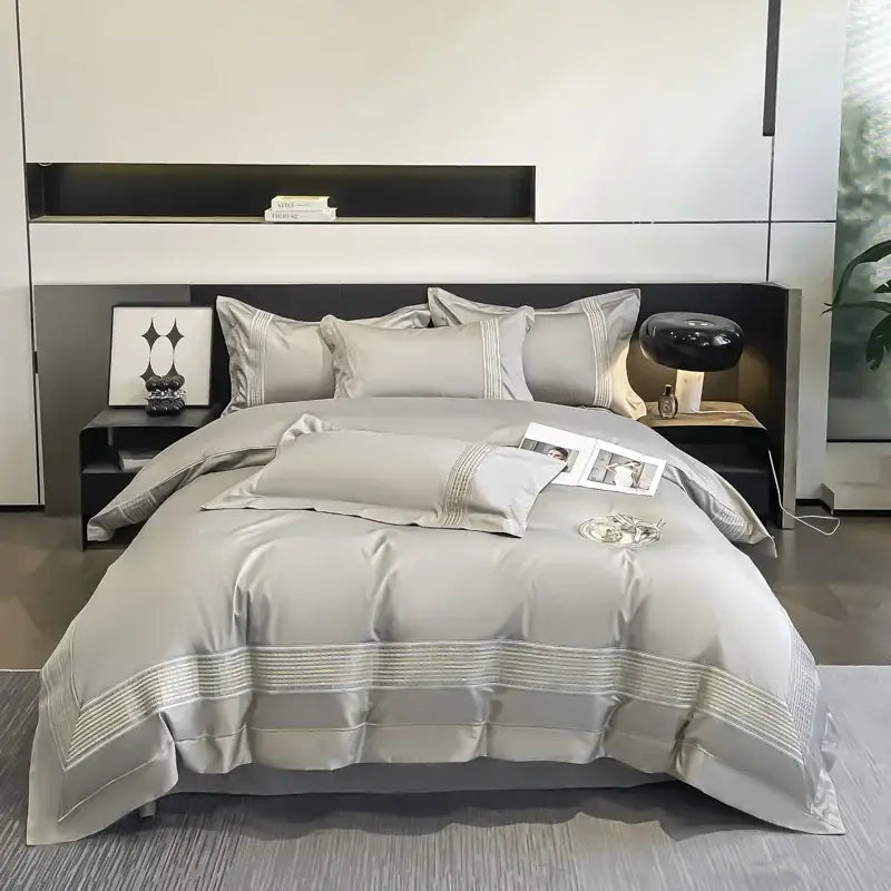 Blue Cotton Embroidered Duvet