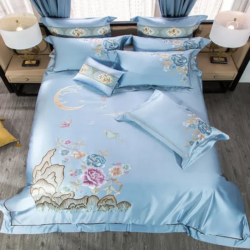 Blue Floral Moon Bedding