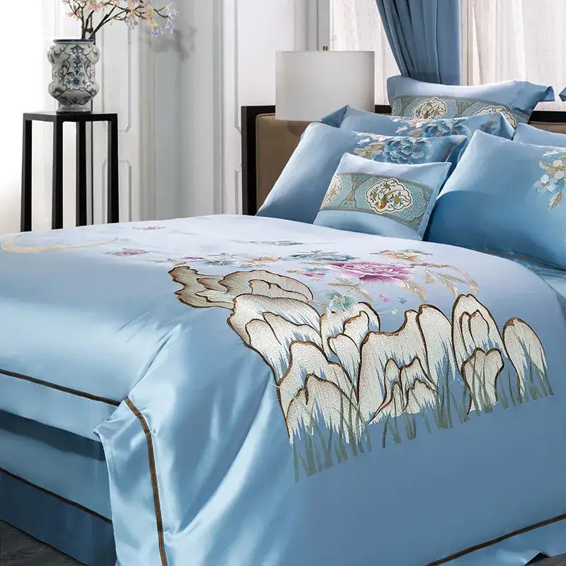 Blue Floral Moon Bedding