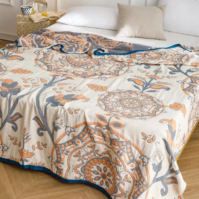 Blue Cotton Gauze Throw