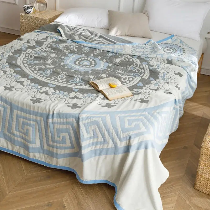 Blue Cotton Gauze Throw
