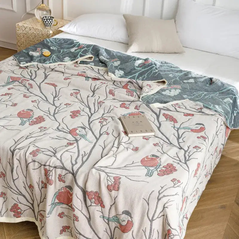 Blue Cotton Gauze Throw