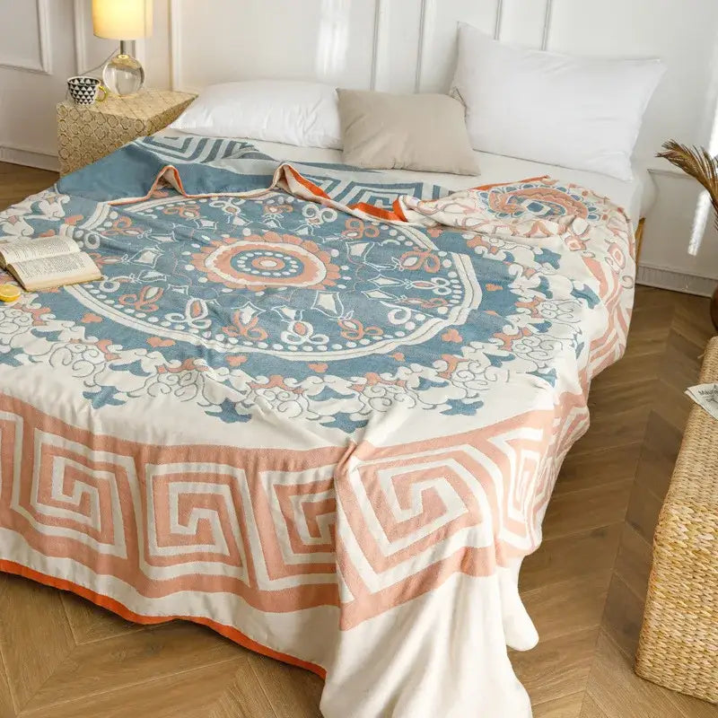 Blue Cotton Gauze Throw