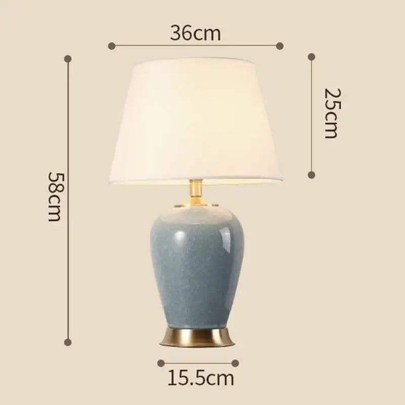 Blue Ceramic Table Lamp with Ice Crack Finish