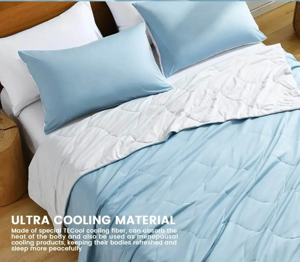 Blue Quilted Cooling Comforter