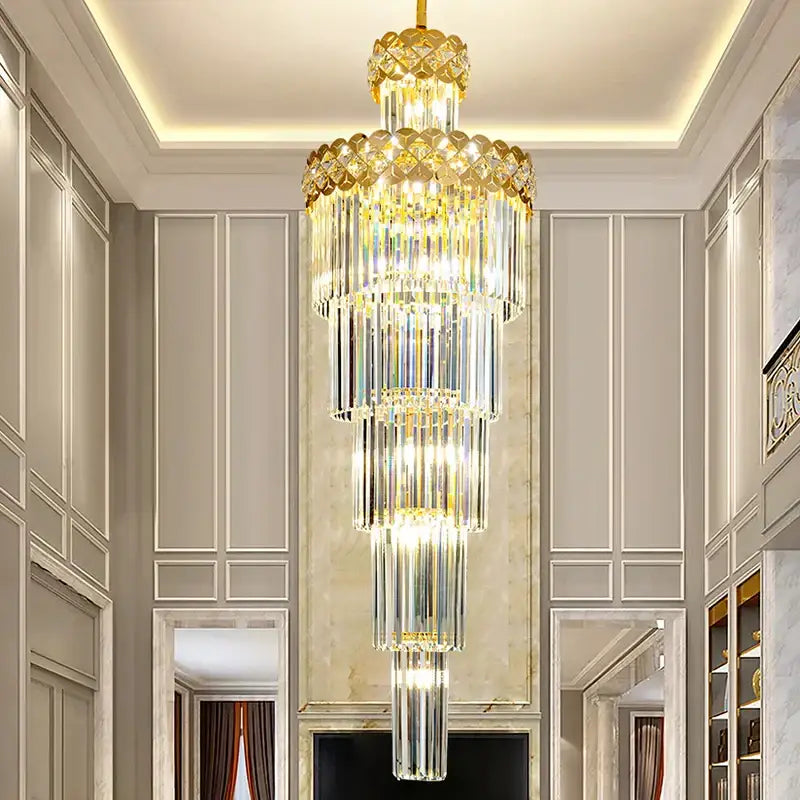 Postmodern Crystal Chandelier with Steel Frame