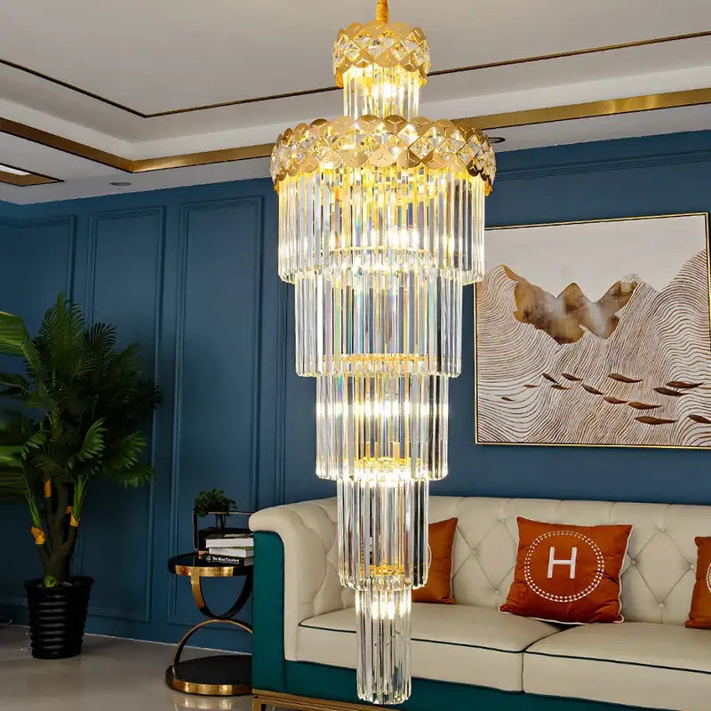 Postmodern Crystal Chandelier with Steel Frame