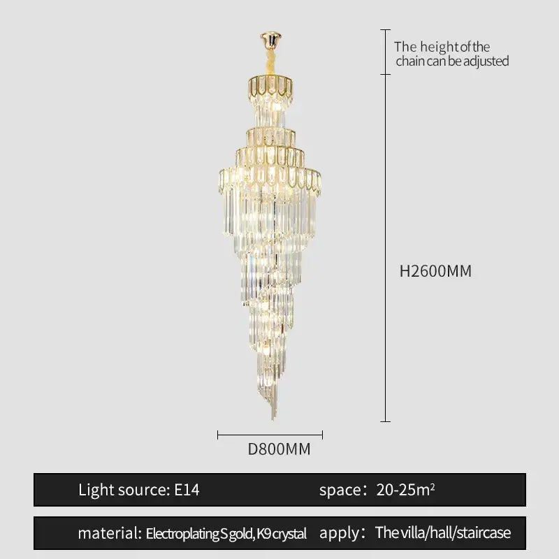 Gold Crystal Rotating Chandelier