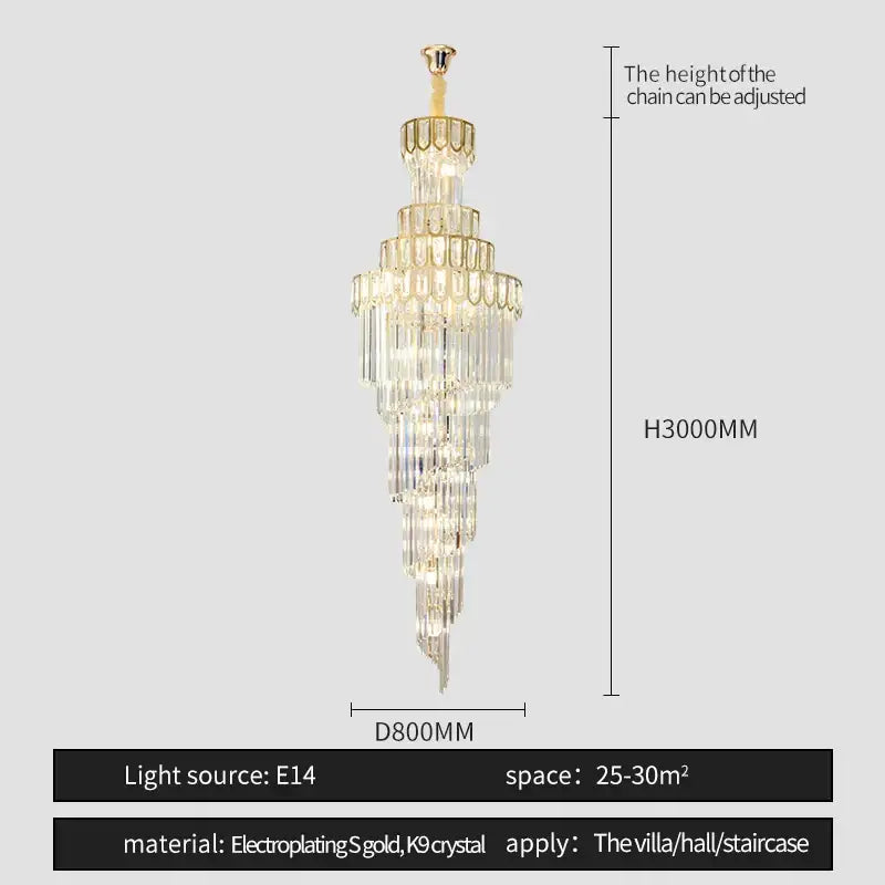 Gold Crystal Rotating Chandelier