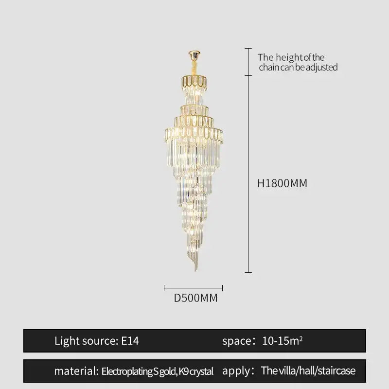 Gold Crystal Rotating Chandelier