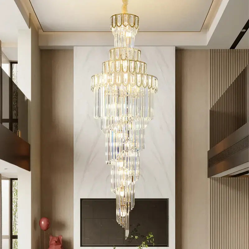 Gold Crystal Rotating Chandelier