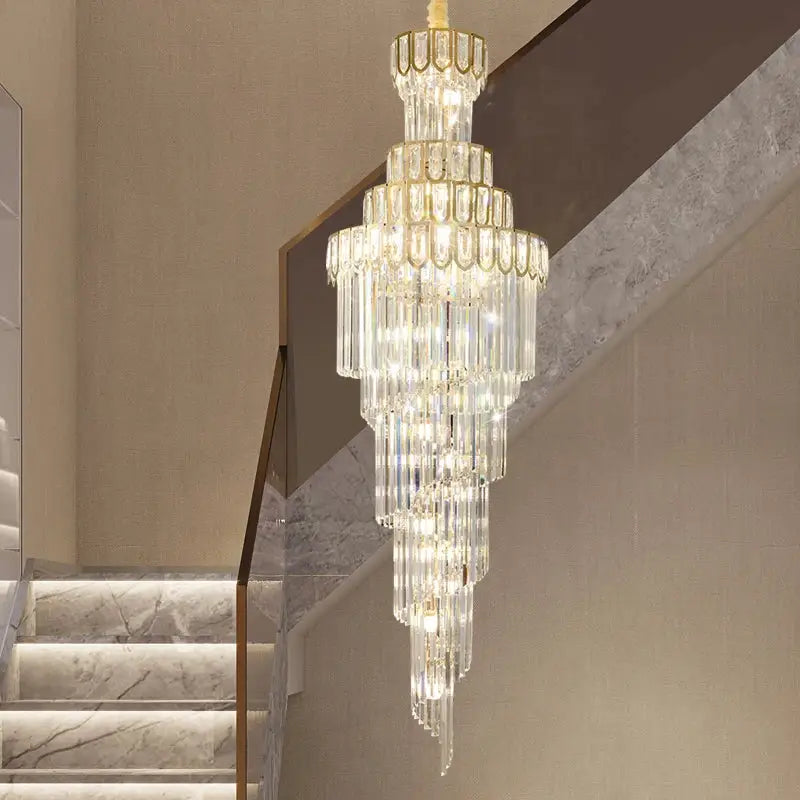 Gold Crystal Rotating Chandelier
