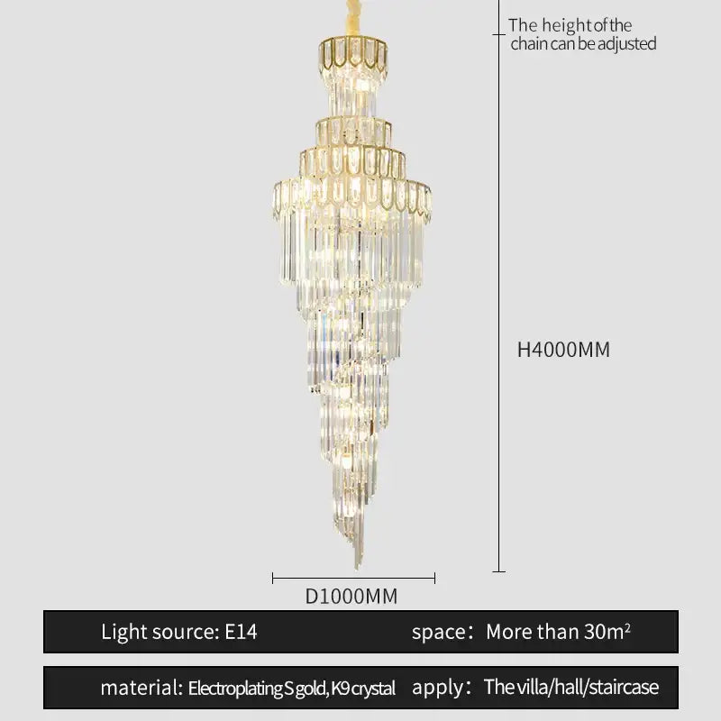 Gold Crystal Rotating Chandelier