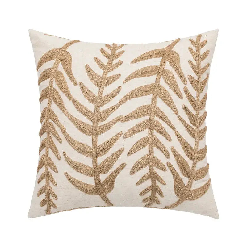 Cream Linen Embroidered Cushion