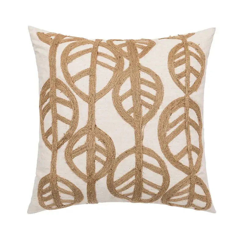 Cream Linen Embroidered Cushion