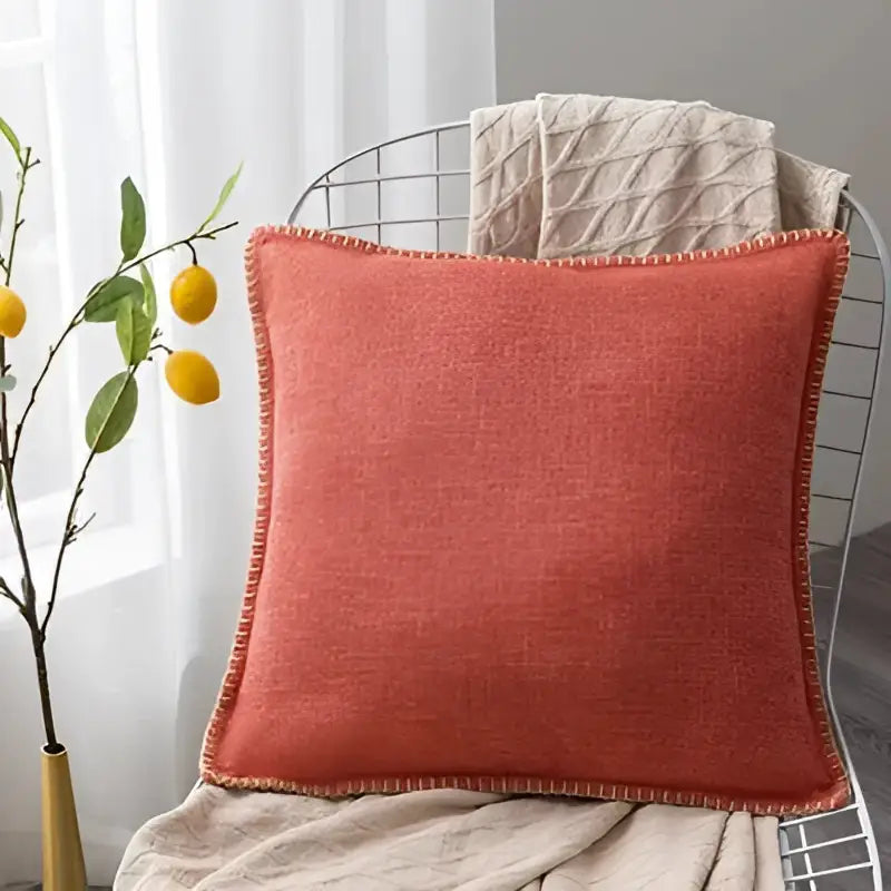 Neutral Linen Fringe Pillow