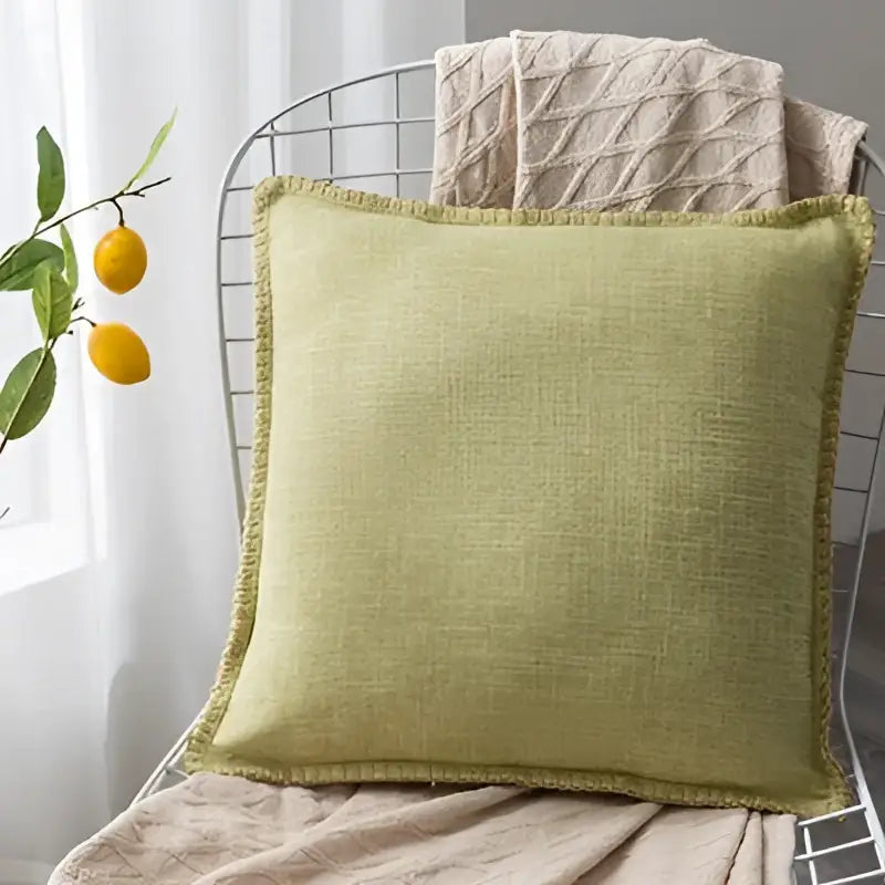 Neutral Linen Fringe Pillow