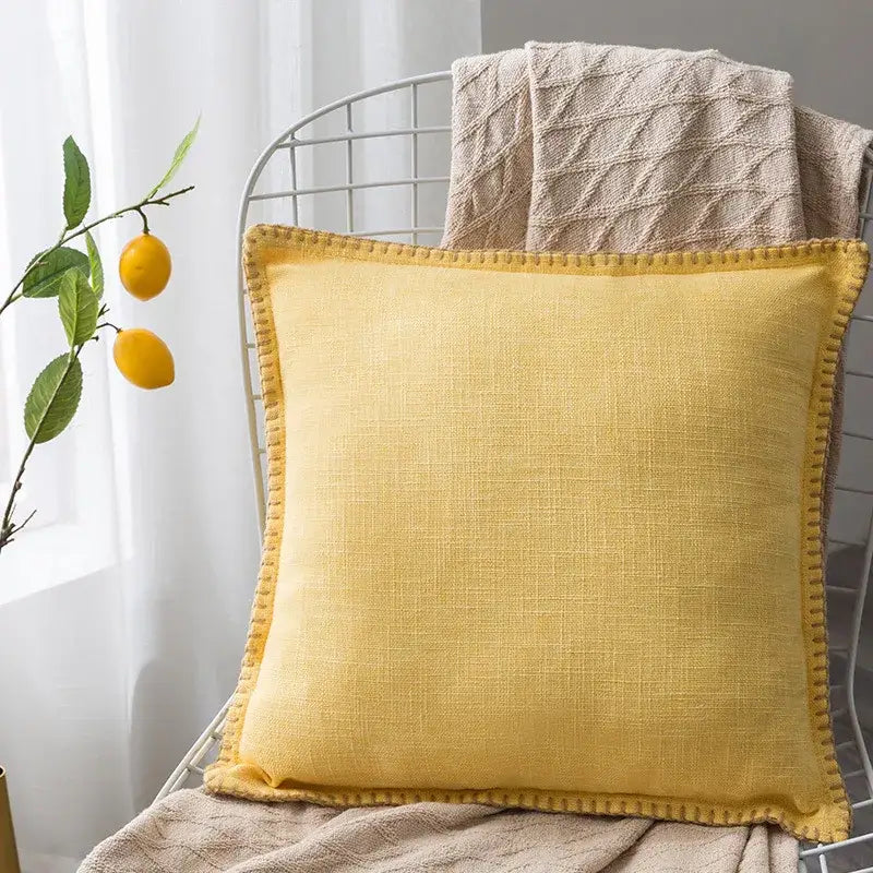 Neutral Linen Fringe Pillow