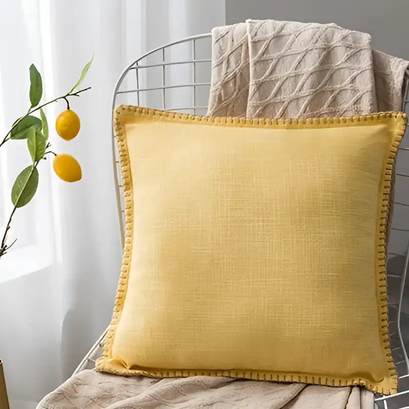 Neutral Linen Fringe Pillow
