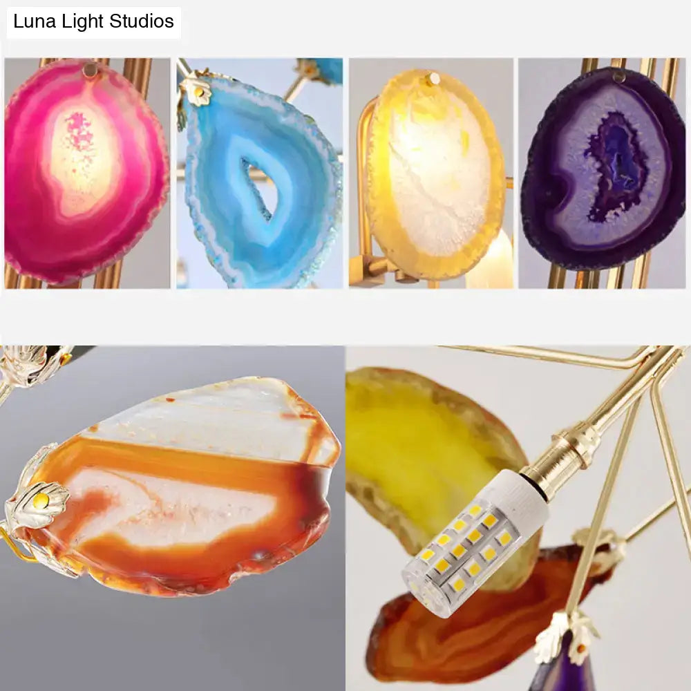 Gold Branch Wall Sconce Two-Light Colored Crystal