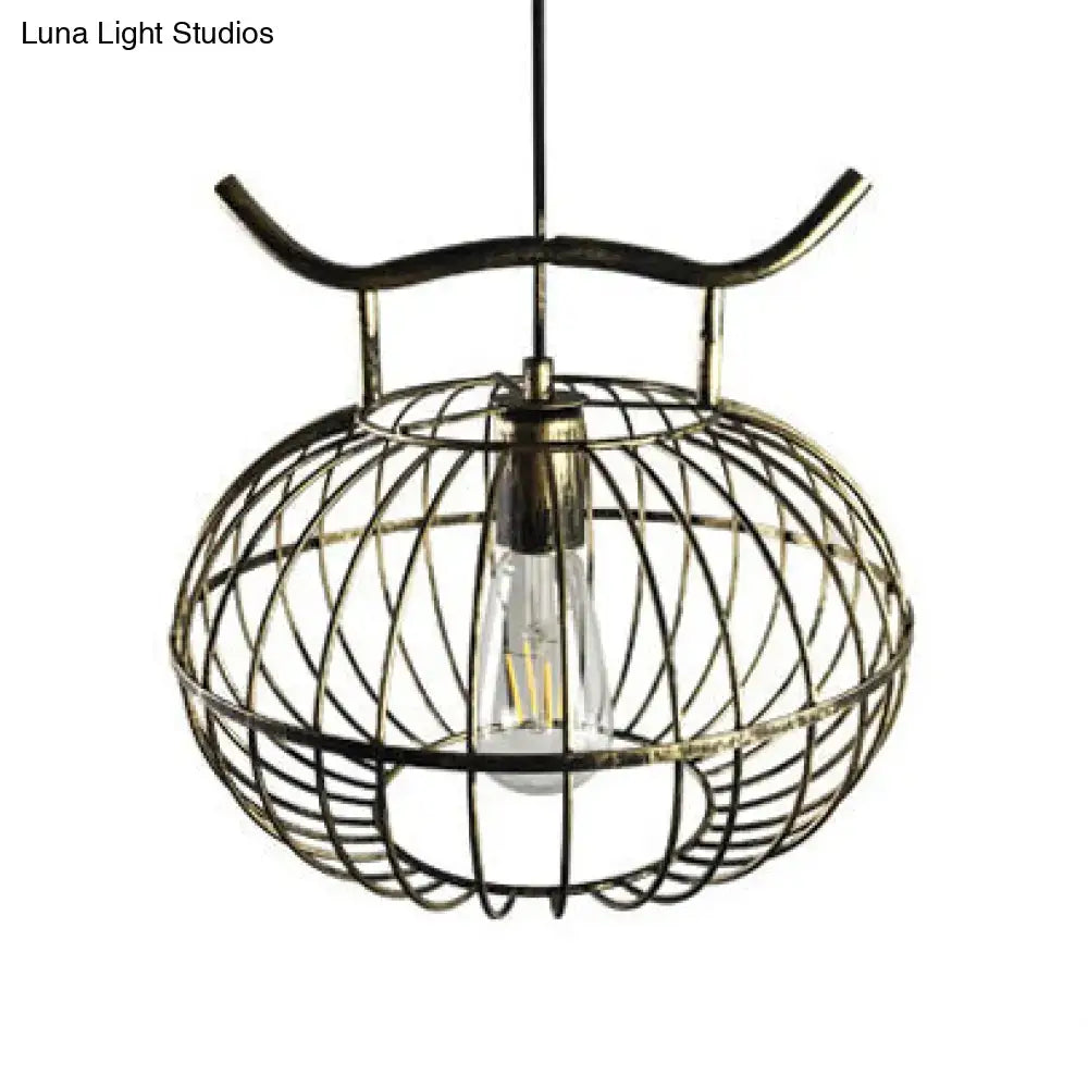 Rust Brass Lantern Pendant