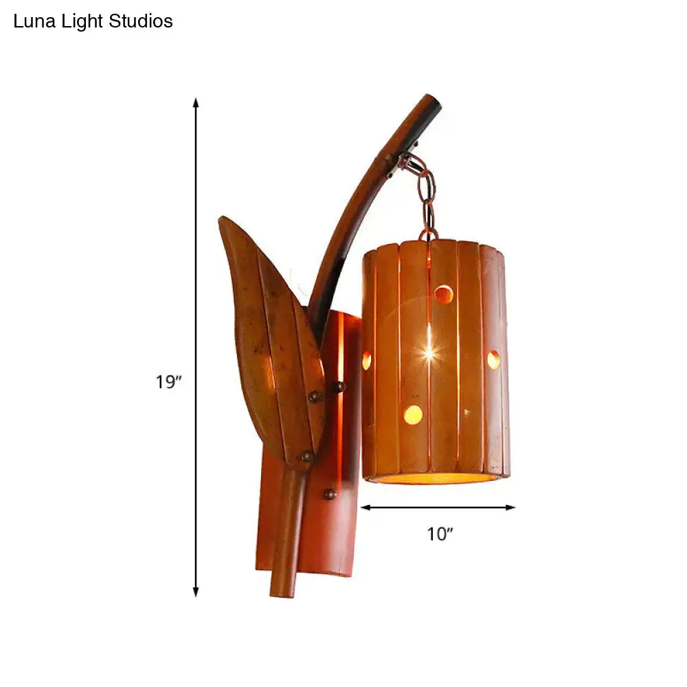 Brown Wooden Leaf Lantern