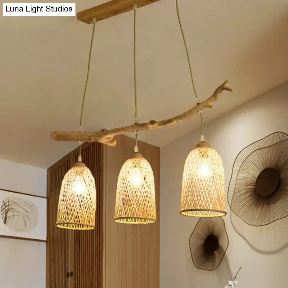 Wood Rattan Pendant Light